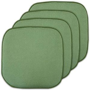 Sweet Home Collection 4 Pack Memory Foam Honeycomb Nonslip Back 16" x16" Chair/Seat Cushion Pad, Green