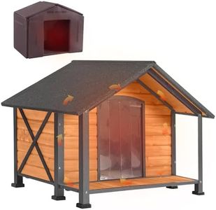 GUTINNEEN Dog House Outdoor & Indoor Insulated Dog Kennel with Liner for Winter Waterproof Dog Crate for Small & Medium & Large Dogs,Unique All-Around Iron Frame