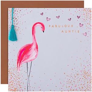 Hallmark Tarjeta de cumpleaños para tía, diseño de flamenco en relieve y troquelado