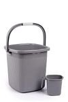 Nayasa Strong Plastic Rimmy Bucket Mug Bathroom Set of 2 for Kitchen & Bathroom… (Grey, 25 Liter)