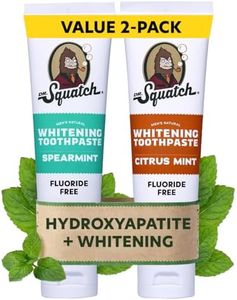 Dr. Squatch Hydroxyapatite Toothpaste Whitening - Natural, Fluoride-Free Toothpaste - Enamel Support - Day & Night Set - Citrus Mint & Spearmint, (4.7 oz, 2-Pack)