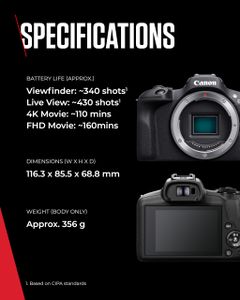 Canon EOS R100 Mirrorless Camera – Compact, High-Resolution