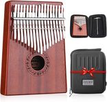 Chritmas Gift, GECKO Kalimba 17 Key Thumb Piano with Hardshell Case Study Instruction Song Book Tuning Hammer for Beginners C Tone Tuned (Curly Maple)