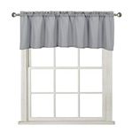 Home Queen Waffle Bathroom Window Curtain Valance, Short Straight Kitchen Window Topper, 152 X 40 CM (60 x 16 Inch), Solid Grey