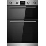 Cookology CDO900SS 90cm Combined 106 Litre Combined Capacity Large Built-In Electric True Fan Double Oven with Easy Programmable Timer and Digital Clock - in Silver & Black