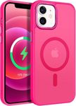 GaoBao for iPhone 12 Case/iPhone 12 Pro Case, Slim Fit Skin-Friendly Touch Magnetic [Compatible with MagSafe] Matte Back Full Body Protective Phone Cases Covers for iPhone 12/12 Pro 6.1'', Hot Pink