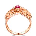 Daesar Wedding Ring for Women 18ct Gold Ring Band 0.45ct Red Ruby 3 Row Oval Shape Jewellery Rings Diamond Wedding Bands Rose Gold Ring Size 8