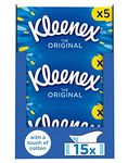 Kleenex Original Facial Tissues - Pack of 15 Tissue Boxes - Soft Tissues for Everyday Use - Gentle on Your Family's Skin with a Touch of Cotton