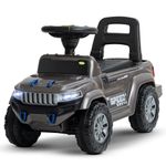Baybee Speedy Ride on Baby Car for Kids | Ride on Toys Car with Music & LED Light | Portable Push Ride on Jeep with Backrest & Storage Basket | Kids Car to Drive 1-3 Years Boys Girls (Grey)