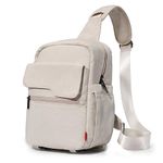 Cwatcun Small Camera Bag Shoulder Camera Bag for Photographer Canvas Water Resistant DSLR Sling Camera Bag Compatible with Nikon Sony Lightweigth(Large,Beige)