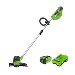 Greenworks 40V Cordless Strimmer for Medium Gardens, Adjustable Height, 30cm Cutting Width, Autofeed 1.65mm Nylon Line, 40V 2Ah Battery & Charger, 3 Year Guarantee G40LTK2