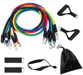 Shopobox 11 in 1 Power Resistance Band, Resistance Toning Tube Set of 5 with Foam Handles, for Home Gym, Workout and Body Stretching Power Lifting, for Men-Woman (Multicolour)