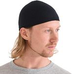 CHARM Mens Beanie Skull Cap Kufi - Cooling Organic Cotton Islam Prayer Hat Made in Japan Black M