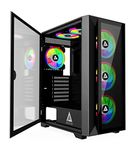 Apevia DESTINY-PRO-BK Destiny Pro Mid Tower Gaming PC Case w/ 6X 120mm ARGB Fans, 366 RGB Light Modes, 1x Glass Front Panel, 1x Door Swivel Style Magnetic Glass Side Panel, 2X USB3.0, Black