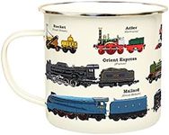 Gift Republic Train Enamel Mug Outdoor Camping Mug Large Metal Coffee Cup Train Spotter Retro Locomotive Railroad Gift Durable Drinking Cup 500ml