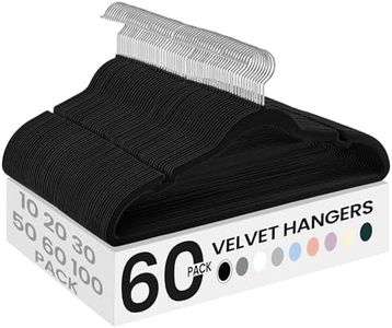 SONGMICS Velvet Hangers 60 Pack, Non-Slip Clothes Hangers with Shoulder Notches, Pants Bar, 360° Swivel Hook, Space-Saving, for Closet, Ink Black UCRF030B01