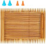 RELIAN Double Pointed, 75 Pcs Bamboo Knitting Needles Set, 15 Sizes from 2.0mm-10.0mm(8 Inches Length)+ 4Pcs Knitting Needles Point Protectors