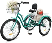 YITAHOME Adult Tricycle, 24 & 26 Inch 3-Wheel Bikes, 1 & 7 Speed Trike for Adults, Low Step-Through Cruiser Bike with Front and Rear Baskets, Large Seat with Backrest for Seniors, Women, Men