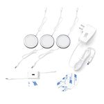 EShine Under Cabinet Puck Lights with Hand Wave Sensor – Circular LED Cabinet Lights – Dimmable – Pack of 3, Warm White (3000K)