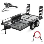 RC Trailer Metal 1/10 Scale Trailer Kit, for RC Crawler axial SCX10 D90 Wrangler TRX6 TRX4 Redcat GEN8 RGT 86100 SMT CFX CC01 CC02 LC80 trx4 Upgrades (RC Trailer Kit and Elastic Kinetic Winch Strap)