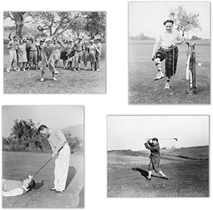 Vintage Golf Wall Art Decor Prints - Set of 4 (8x10) Inch Poster Photos - Gift Idea - Black and White