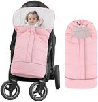 Yoofoss Stroller Cover for Winter, Toddler Stroller Footmuff Universal for Most Stroller, Water Resistant Warm Coral Baby Stroller Bunting Sleeping Bag Pink
