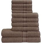 Casabella 10 Piece Luxury Soft Towel Bale Set Face Hand Bath Bathroom Towels_Truffle_10 Pieces