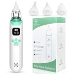 Grixz Baby Nasal Aspirator, Electric Baby Nose Sucker, Rechargeable Nose Cleaner with 3 Suction Levels and 3 Silicone Nozzles Anti-Backflow, Baby Nose Cleaner Vacuum Cleaner, for Infants/Toddlers