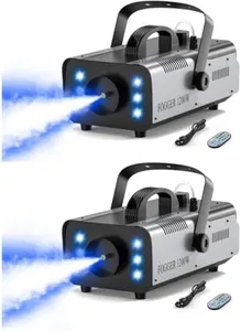 1200W RGB Fog Machine, 6 Colorful LED Lights for Smoke Machine Indoor/Outdoor Use, Haze Machine for Halloween Parties, Weddings, and Stage Effects, 2 PACK