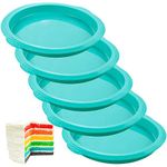 Webake Layer Cake Pans Set, 6 Inch Round Rainbow Cake Baking Pans, Silicone Cake Mold for Jumbo Whoopie Pie Cake Vegetable Pancakes Taco Shells Pizza Crust Omelet Frittata, and Resin Craft (Set of 5)