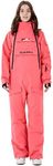 OUKAFU Women One Pieces Ski Suits Waterproof Ski Jumpsuits Winter Onesies Snowsuits Snowboard Coveralls for Snow Sports, Pink, Small