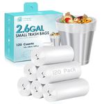 2.6 Gallon Small Garbage Bags - 120 Count Strong Garbage Bags Kitchen | 10 Liter Wastebasket Liners Bags, Unscented Trash Bags for Home Office Bedroom (Clear)