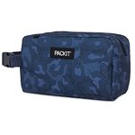 PackIt Freezable Snack Box, Heather Leopard Navy, Built with EcoFreeze Technology, Collapsible, Reusable, Zip Closure with Buckle Handle, Fresh Snacks on The go