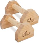 Wooden Parallettes, Push Up Bars, Gym Equipment with Anti-Slid Mat for Fitness, Gymnastics, Aerobics, Bodybuilding, Non-slip and Portable