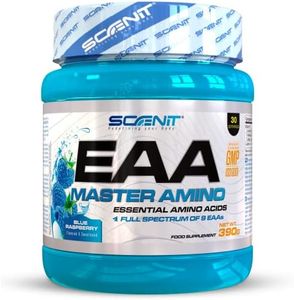 EAA Poudre - EAA - EAA Master Amino - 9 EAA, Amino Acids - Essential Amino Acids - acide aminé essentiel - acides aminés essentiels - acides aminés - 390 g (Blue Raspberry)