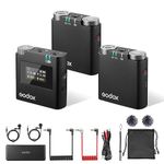 GODOX Virso M2 Wireless Microphones with Noise Cancelling, 200m(656ft) Range, Battery Case, Lapel Mic Compatible for Canon Nikon Cameras Interview Live Streaming Recorder