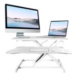 Youyijia Standing Desk Converter Height Adjustable Desk Converter 81cm (32 Inch) Wide Platform Tabletop Workstation Quick Sit to Stand Desk Riser for Dual Monitors with Wide Keyboard Tray (White)