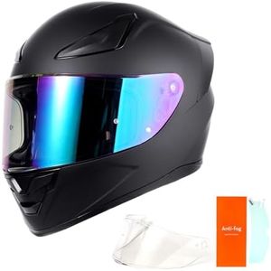OTS Dual Clear & Tinted Visor Full Face DOT Motorcycle Helmet - Lightweight Airflow ABS Shell, Quick-Release Buckle, Washable Liner for Men Women(Matte Black, Medium)