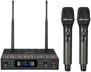 Socodox UHF Wireless Microphone System, Dual Metal Handheld Dynamic Cordless Mics Set with Feedback Suppression,Auto Pair,Reverb,262ft Range for Karaoke Singing,Church,Wedding,DJ,Meeting