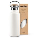 Bambaw 24 oz Insulated Water Bottle with Handle, White Water Bottle, Stainless Steel Water Bottle, Reusable Water Bottle, Wide Mouth Insulated Water Bottle, Metal Water Bottle – Polar White