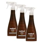 Method Wood Polish Spray, Wood Cleaner with Moisturising Oil, Gently Cleans and Shines, Almond Natural Scent, Pack of 3, 354ml