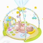 Sisliya Baby Gym and Playmats - Kick and Play Piano Baby Play Mat for Infants and Newborn - Baby Activity Gym Playmat with Rotating Star Mobile & Star Projector - Machine Washable, 1 Count (AB-01)