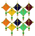 Craftox Decor Handmade Woolen Kite Wall Hanging Decoration|Kite for Decoration, Size 17x12 inches Used Colour Multi Pack of 10 (35006-10)