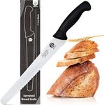 ABIOTO Serrated Bread Knife for Homemade Bread - Perfect 11-Inch Sourdough Bread Knife Made of High Carbon Stainless Steel X30 Cr13 with One-Sided Sharp Serrations and Ergonomic Handle