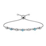 Clara 925 Pure Silver Blue Infinity Hand Bracelet, Adjustable, Anti Tarnish, Swiss Zirconia Gift for Women and Girls