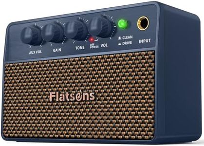 Flatsons FBA-10 Guitar Amplifier, Drive/Clean Tone Electric Guitars Amp, 10W Mini Portable Amp with Type-C Rechargeable Battery 6H Work, Wireless Vintage Guitar Speaker for Practice Travel (Blue)