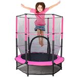 55” Trampoline for Kids with Enclosure Net&Zipper&Heavy Duty Steel Frame, Big Trampoline for Children Toddler Jumping Training Indoor Outdoor