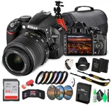 Nikon D3100 DSLR Camera Kit with 18-55mm VR Lens – Beginner-Friendly & Compact (25472) + Camera Bag + 64GB Memory Card + Flexible Tripod + Cleaning Kit + Hand Strap + Card Wallet + More