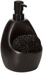 Umbra Joey, Matte Ceramic Liquid Soap Dispenser with Sponge Caddy, Ideal for Kitchen or Bathroom Use, Black