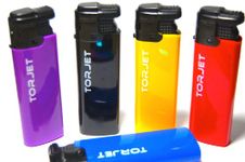 25 x Tor Jet Windproof Turbo Lighters Refillable Red Purple Black Electric